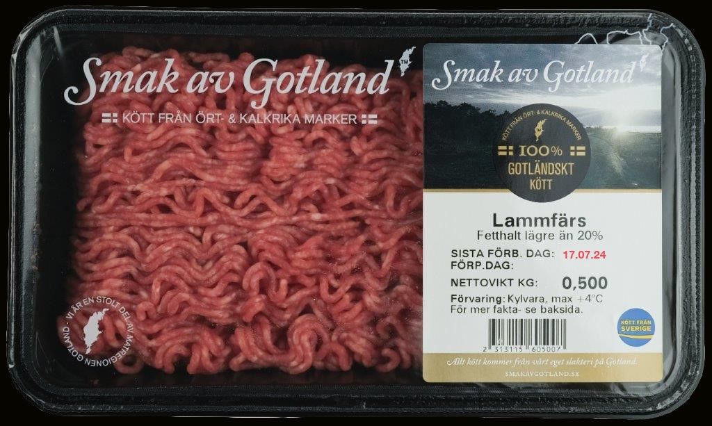 Lammfärs från Gotland återkallas efter att salmonella hittats. Pressbild.